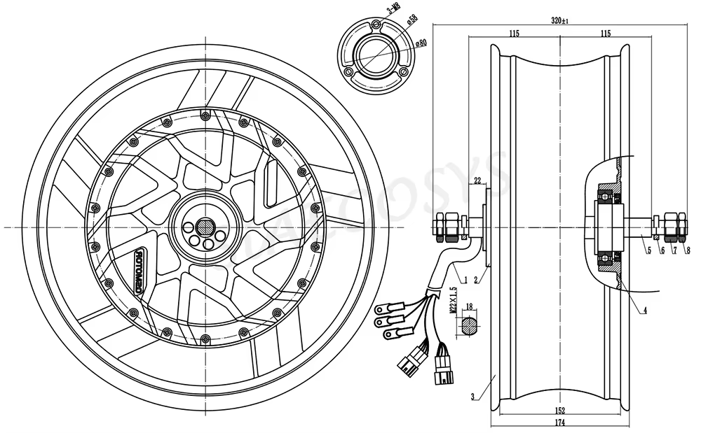12000W Electric Motorcycle Hub Motor - QSMotor 17X6.0 inç 70H 12000W V4